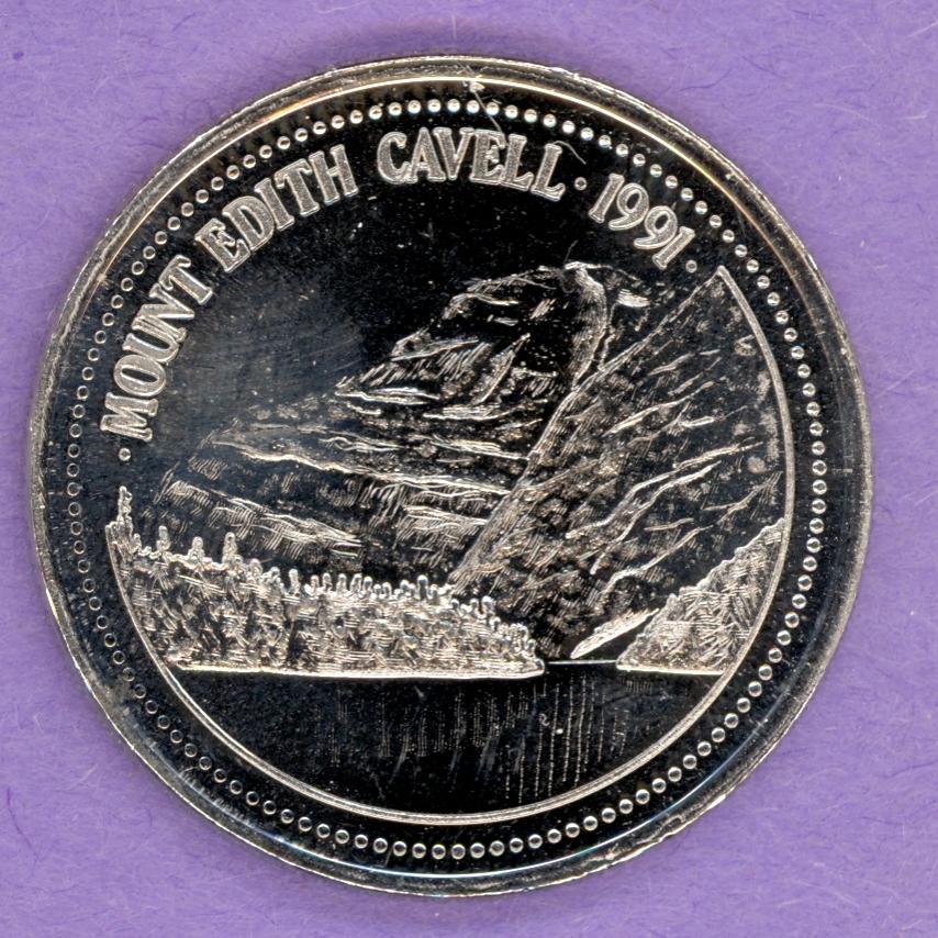 1991 Jasper Alberta Trade Token or Dollar Jasper the Bear Mount Edith Cavell